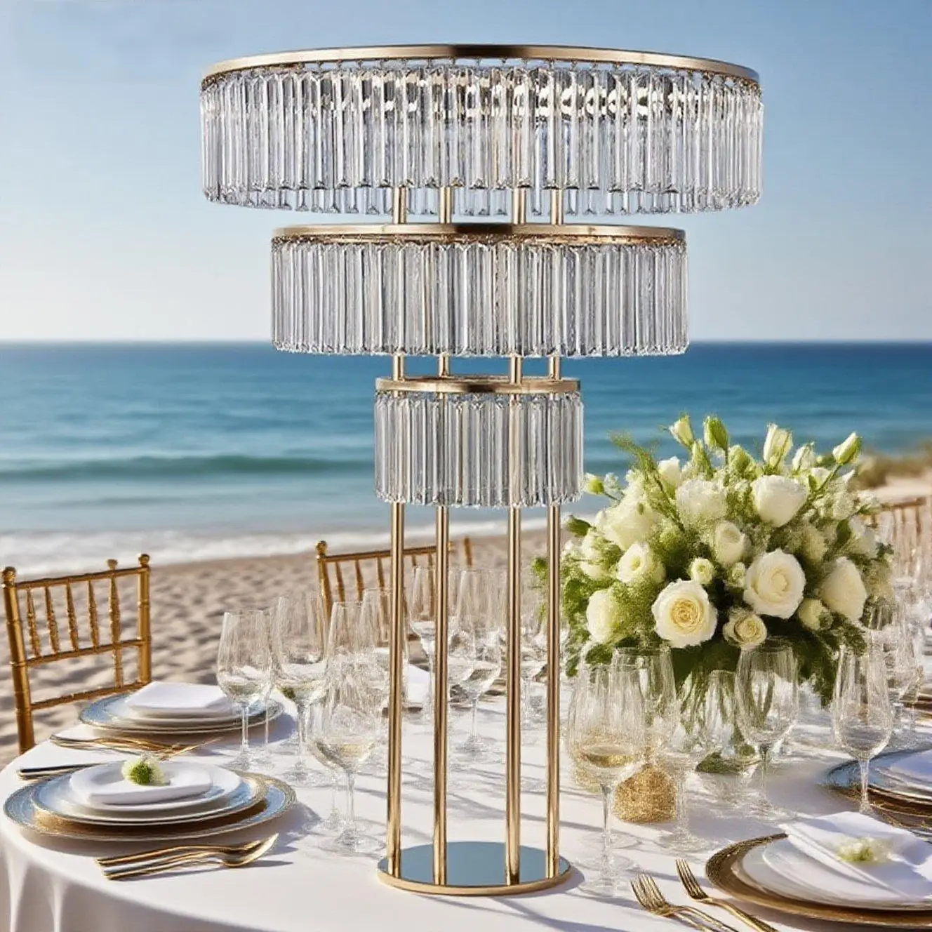 

3-слойная акриловая подставка для цветов, свадебный реквизит, рождественские украшения, центральная часть обеденных столов