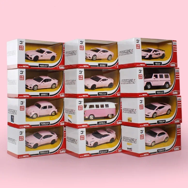 1:36 Pink Benz Diecast Alloy Model Car illuminazione per bambini e simulazione musicale modello di collezione di auto presenta un regalo giocattolo