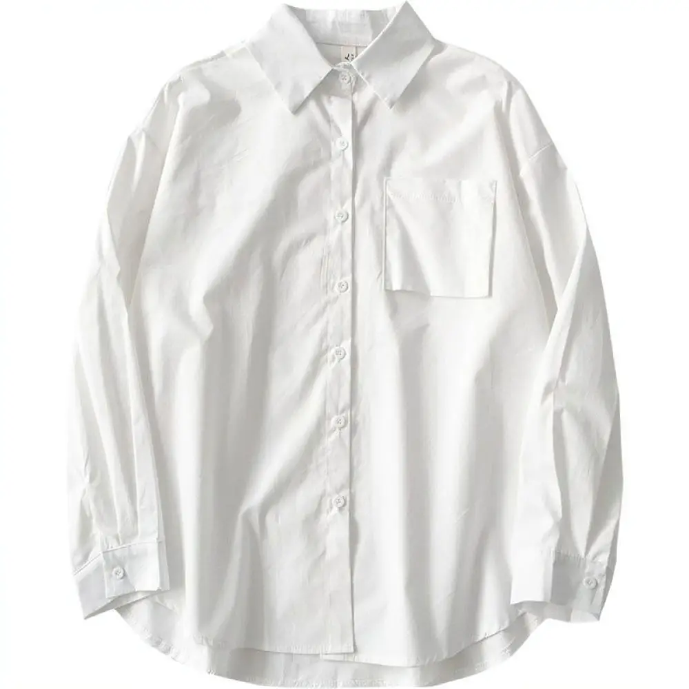 Autumn Winter Mens White Shirt Long Sleeve Thermal Brushed Lining Casual Loose Fit Classic School Style Streetwear