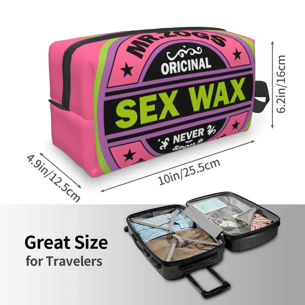 Custom Mr Zogs Surfing Sex Wax Makeup Bag for Women Travel Cosmetic Organizer Fashion Storage Toiletry Bags