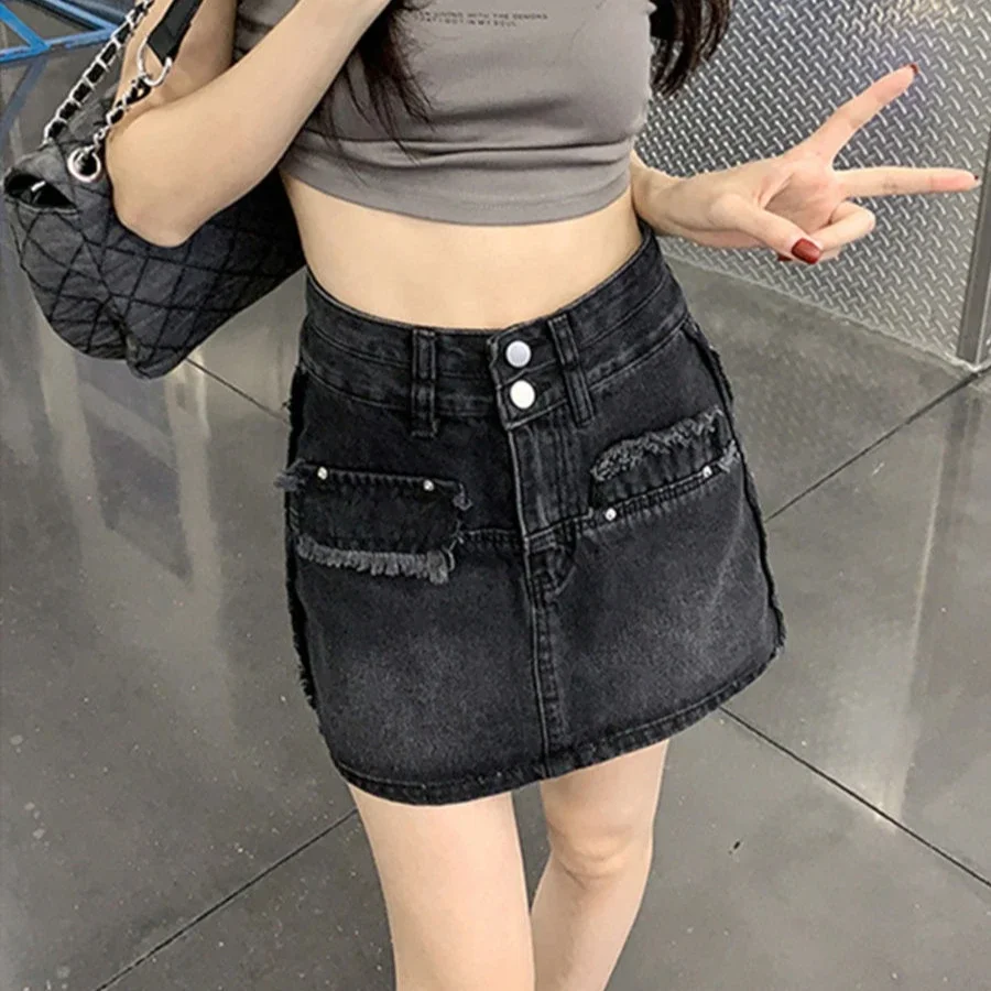 

Summer Korean Fashion Sexy Woman Pants Denim Skirt Clothing Trend 2025 Chic and Elegant Luxury Harajuku Jeans Skirts for Women