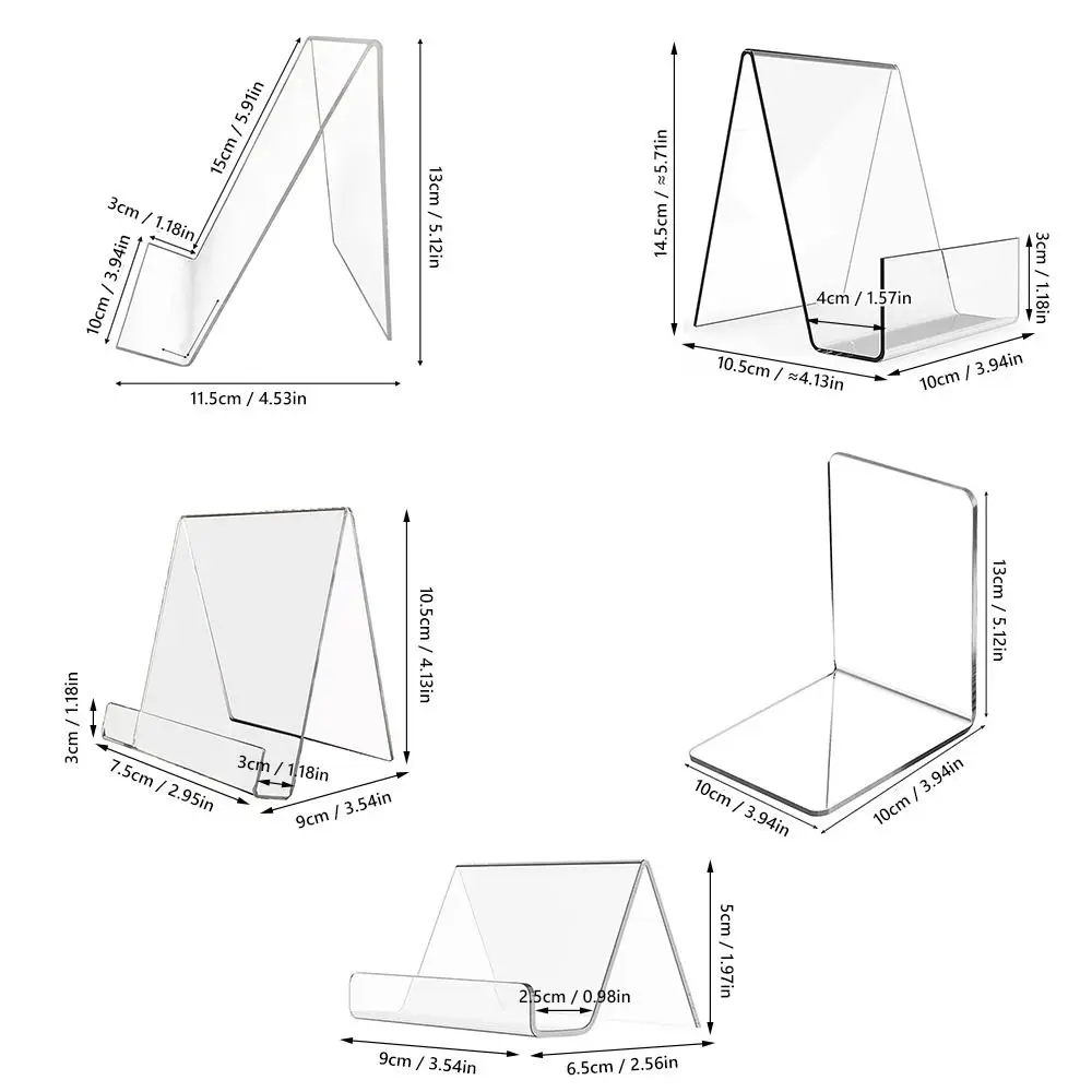 حامل كتب أكريليك متين، رف عرض أقراص مضغوطة محمول شفاف، رف كتب متعدد الوظائف للاستخدام المكتبي #6