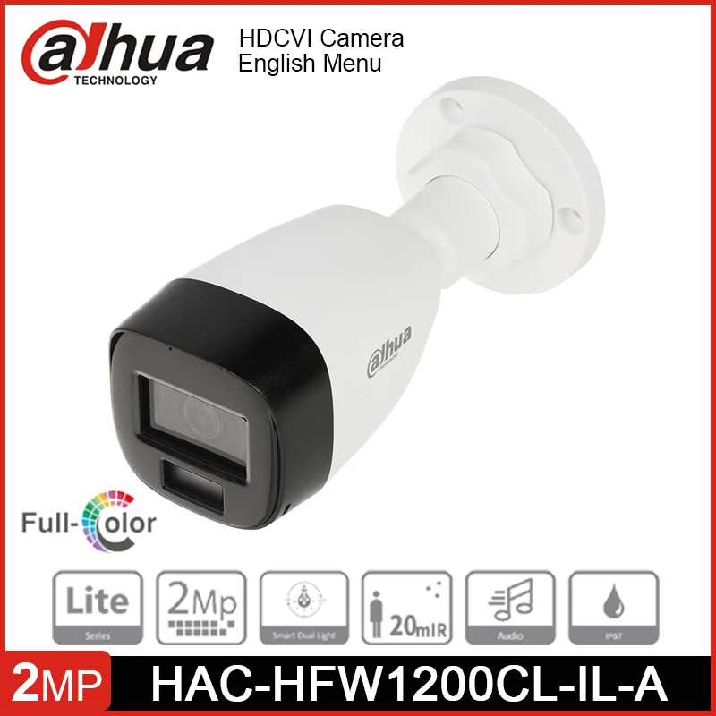 Dahua HAC-HFW1200CL-IL-A S6 2MP Bullet CCTV Analog Camera HDCVI Outdoor Full-color IP67 Waterproof IR Plastic Case Built-in mic