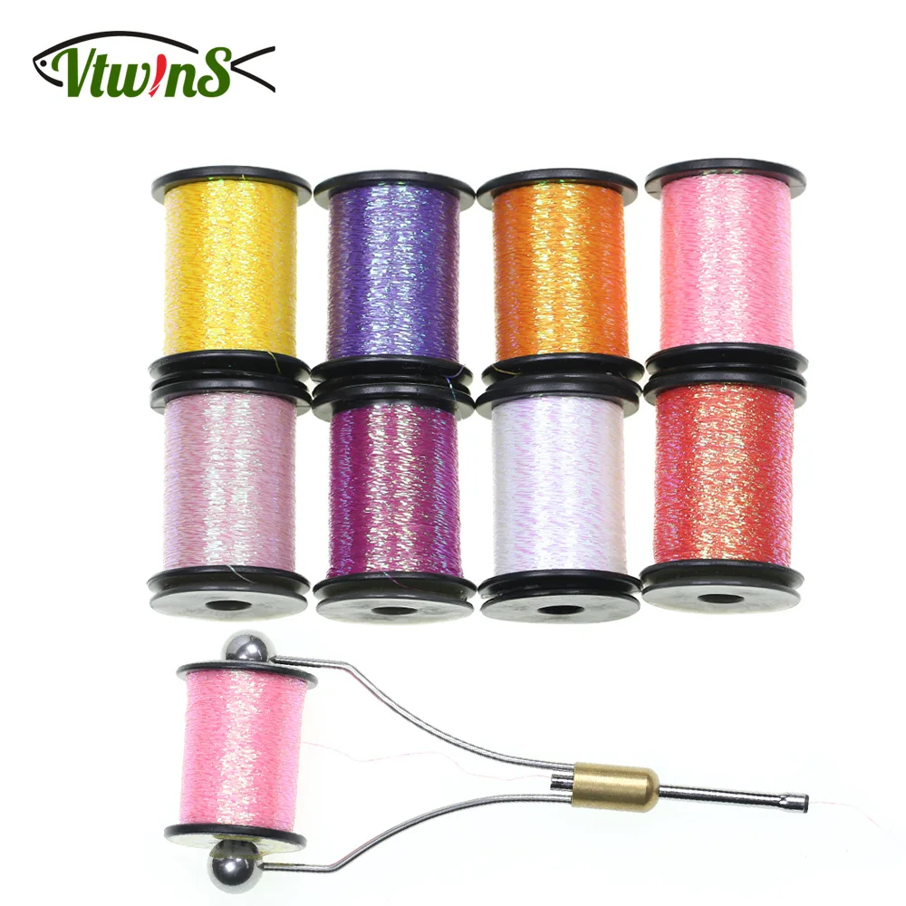 Vtwins Micro Glint Nymph Tinsel Flashabou Fly Tying Material Thread For Nymph Body of Midge Buzzers Trout Graying Fishing Flies