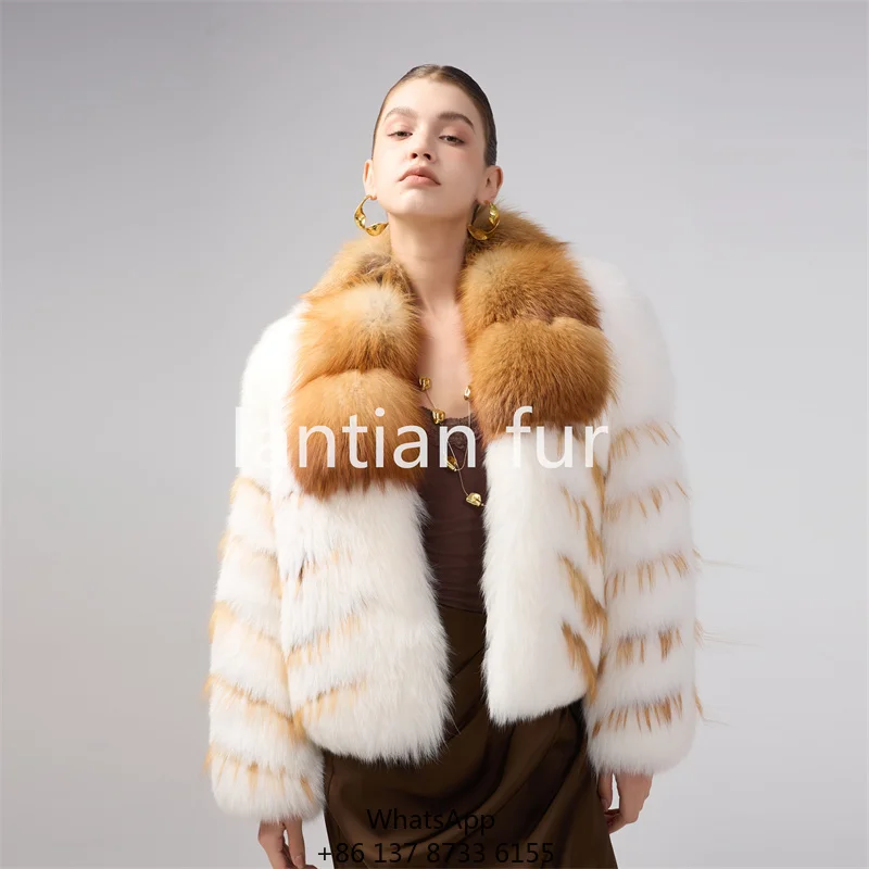 

Суперроскошная шуба из 100% натурального меха, зимняя меховая одежда для женщин, верхняя одежда из меха лисы Riches.