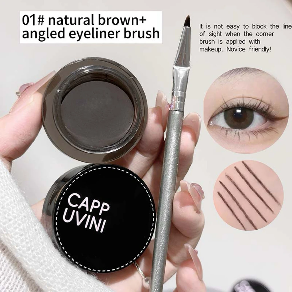 CAPPUVINI Eyeliner gel impermeabile - Trucco occhi dall'aspetto naturale a lunga durata a prova di sbavature, resistente al sudore, senza sbavature