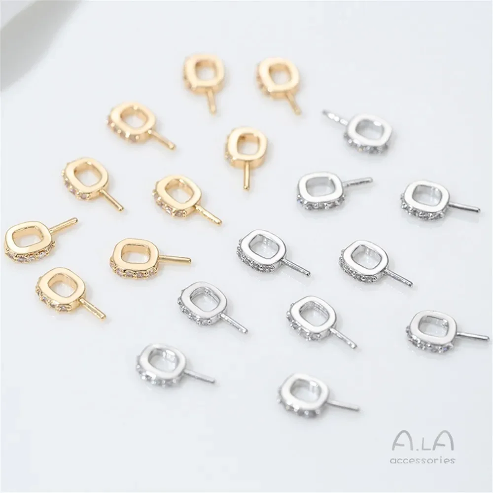 14K vergulde zirkoon half-gat kraal houder hanger, schapen oog accessoires DIY handgemaakte kleverige parel sieraden materiaal