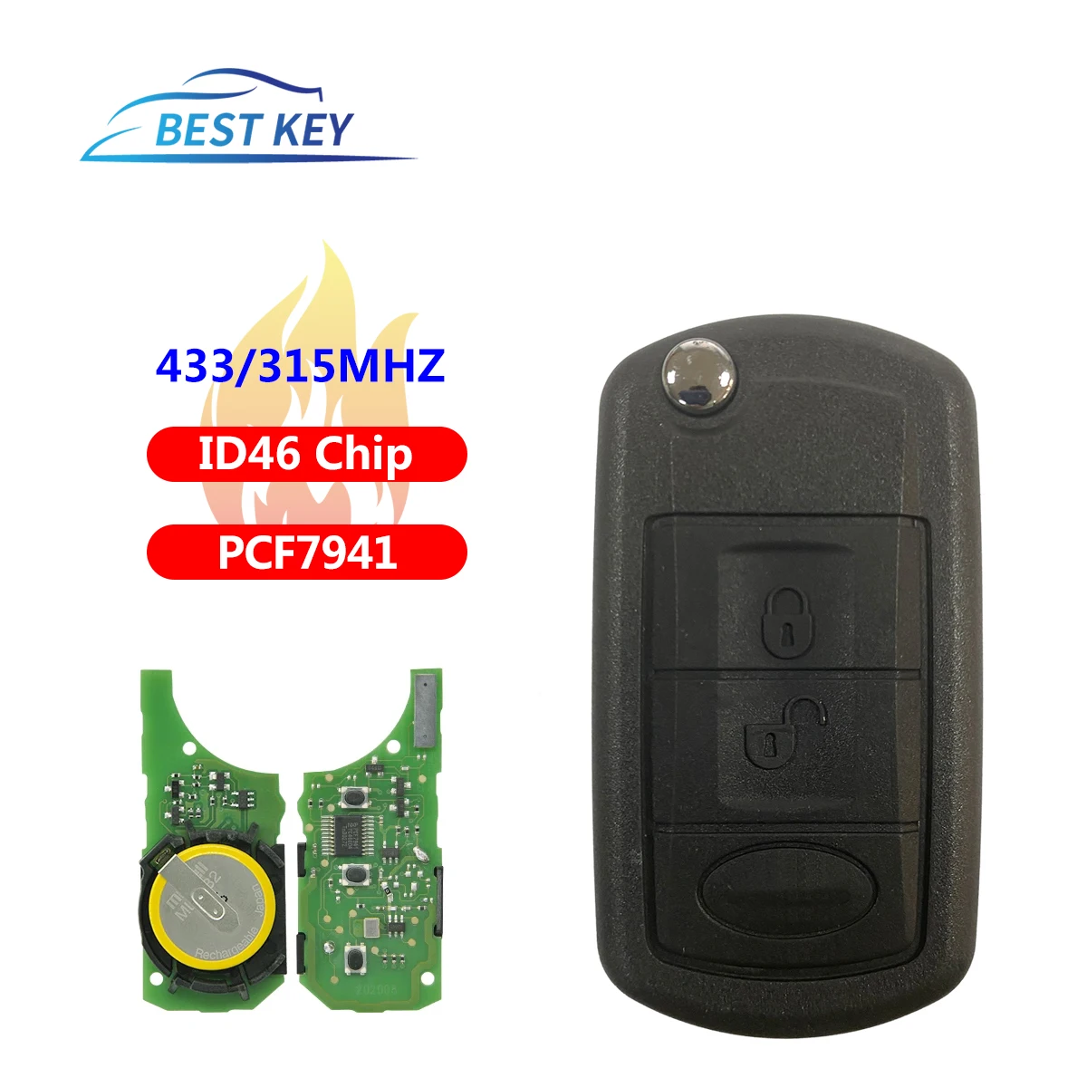 Beste Sleutel Slimme Auto Afstandsbediening Sleutel Voor Land Rover Range Rover Sport Discovery 3 LR3 315Mhz 433Mhz ID46 PCF7941 Chip Vervangen Flip