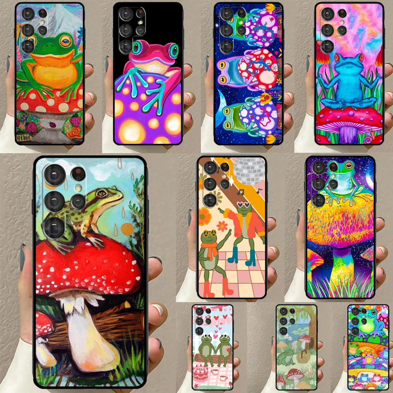 Frong Froggy Art Groovy Hippie Case For Samsung Galaxy S23 S21 Ultra S22 S20 FE S8 S9 S10 Note 10 Plus Note 20 Ultra Cover