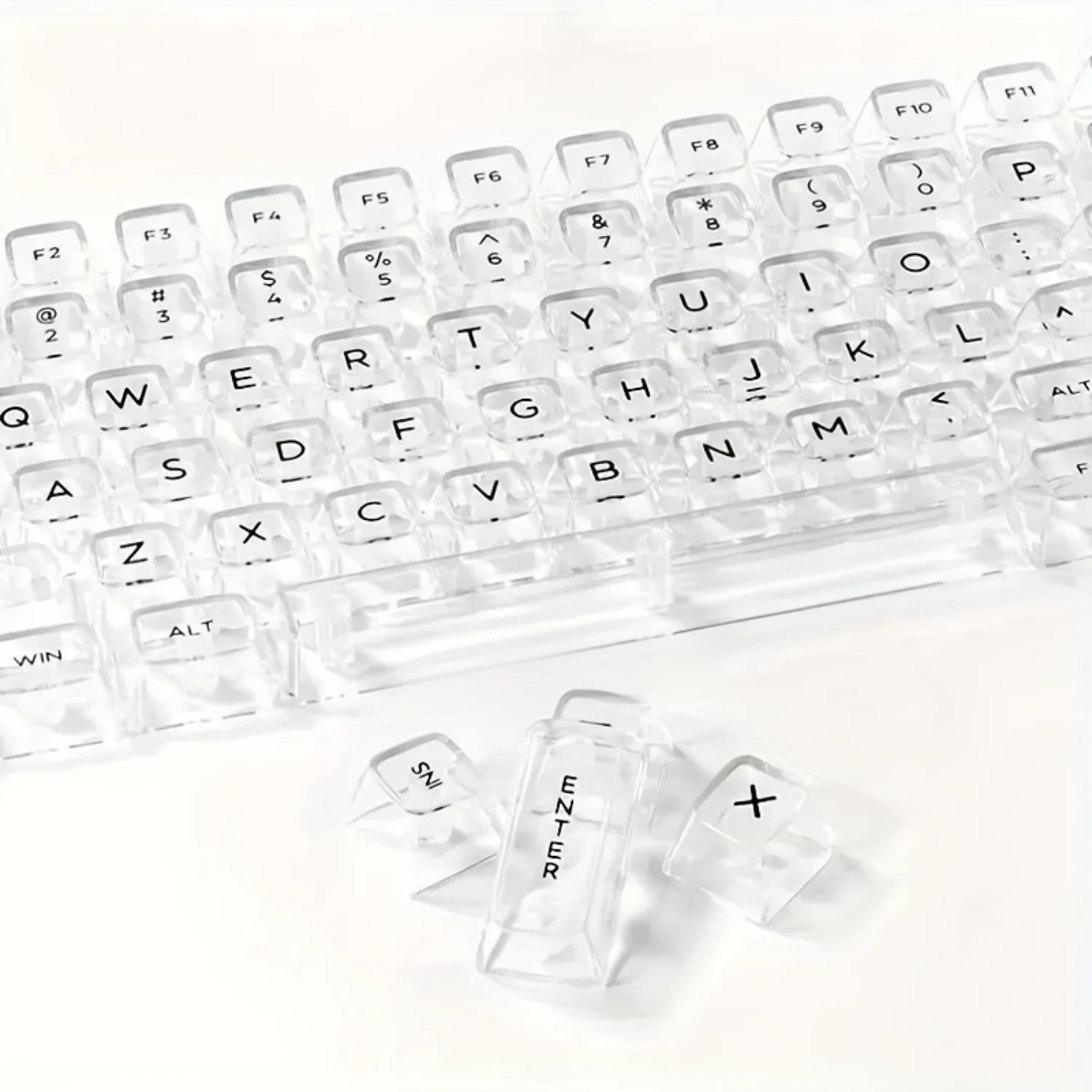 

Clear Crystal Mechanical Keycaps, Mda Profile, 119 Keys Durable Pvc Material Fits 60/84/98/108 Mechanical Keyboards