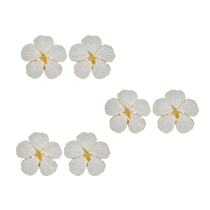 

Set of 6 Tissue Holders Flower Tissue Buckles Flower Serviettes Rings Alloy Texture Suitable for Tissue Decors