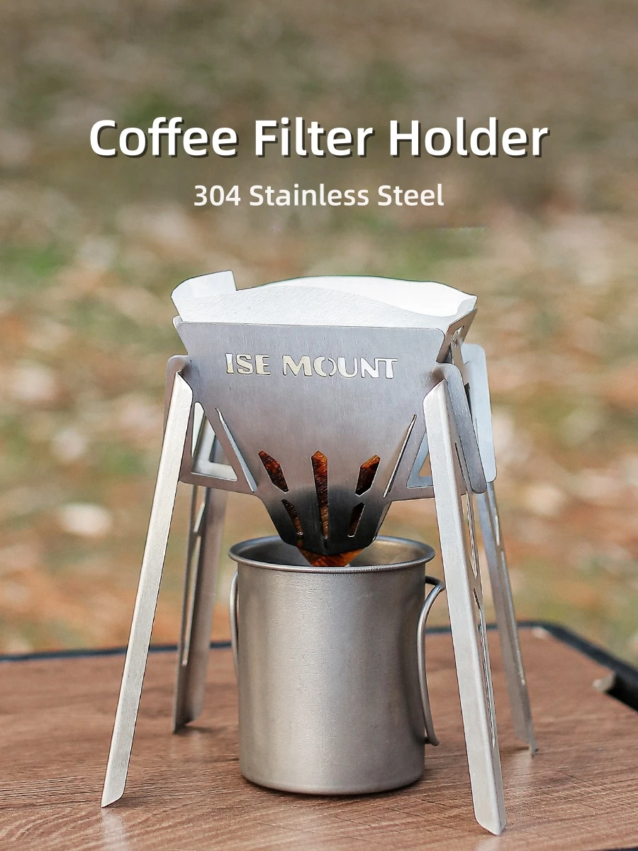 

Outdoor Camping Coffee Filter Holder 304 Stainless Steel Coffee Filter Picnic Detachable Tall Conical Filter Cup New