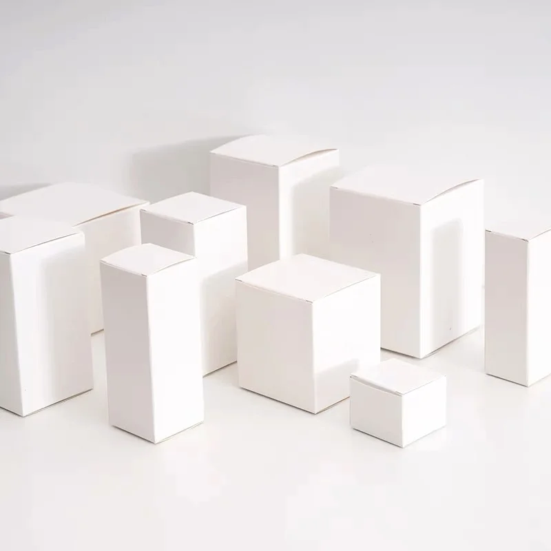 

50-200pcs White Paper Tube Cardboard Boxes Essential oil bottle packaging box Blank Cosmetic Storage Box Folding Small Gift Box