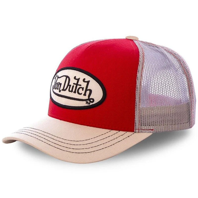 Casual fashion VON Baseball Cap Breathable shade Alphabet embroidery Sunblock Mesh Embroidered DUTCH Trucker Hat image 3
