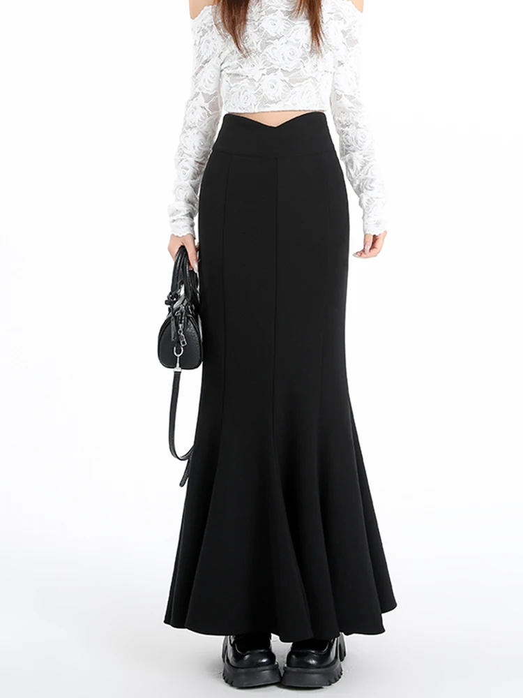 

Юбка-карандаш с завышенной талией, облегающая, женская, весна 2026, эластичная, А-силуэт, расклешенная, с эффектом обертывания