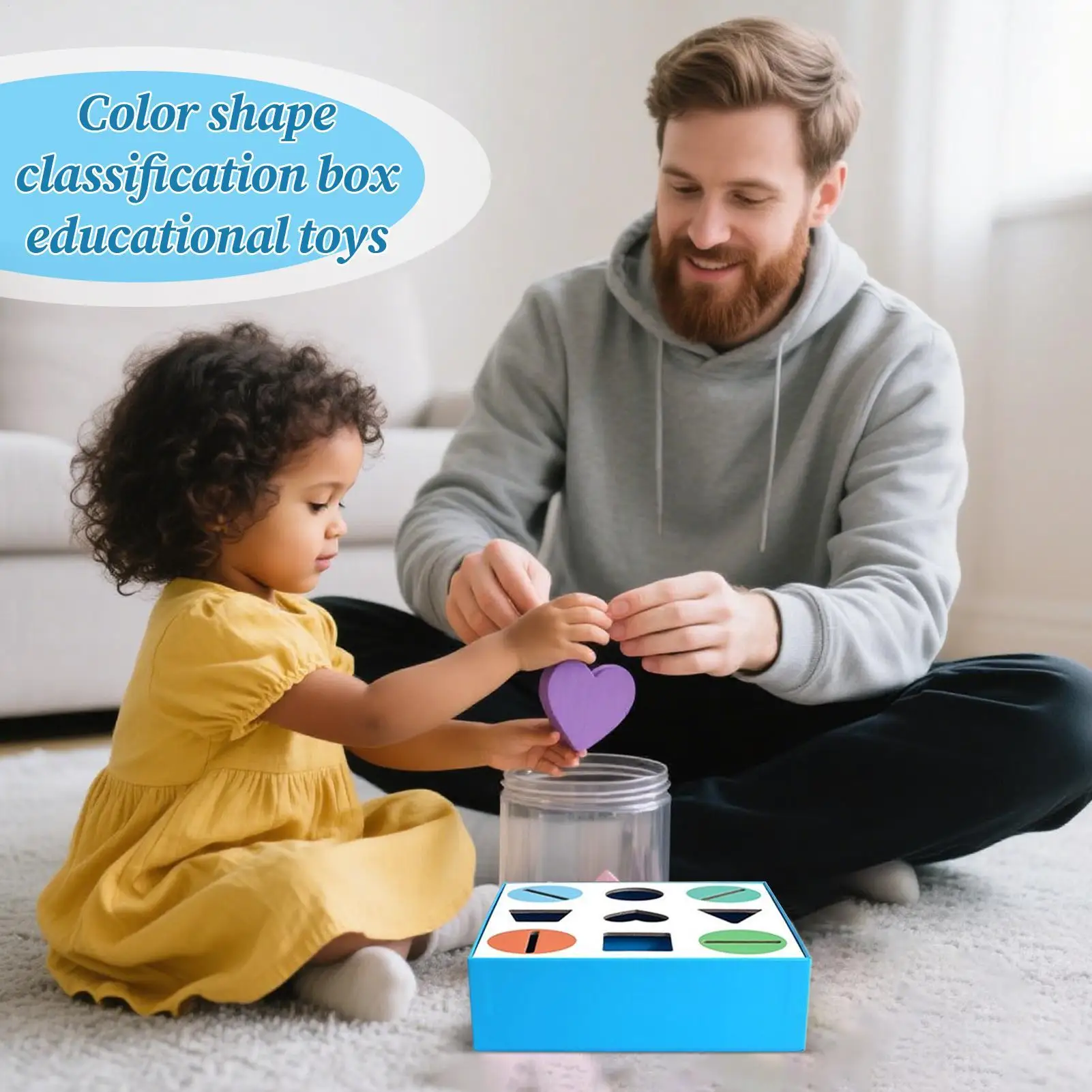 Jouet de tri de formes, boîte de tri de couleurs et de formes en bois à 9 fentes, Puzzle interactif, jouet de tri pour l'intérieur de la maison, la maternelle et l'école maternelle