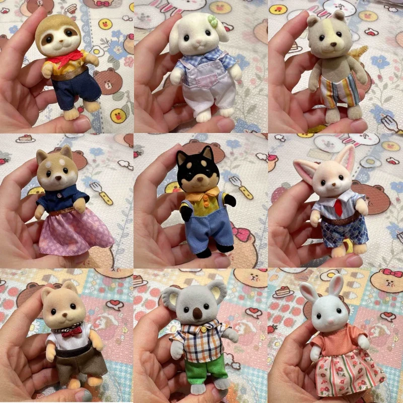 Sylvanian Families Forest Rabbit Grove Family Dollhouse Shiba Inu Lazy Lop Mom And Dad Girl Flocking  8-9cm Large Sized Doll