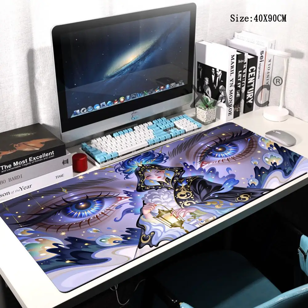 

HYBXAXC Surface for Computer Mouse Pad Large Gamer Mousepad Color Anime Carpets Girl Eyes Desktop Mat Playmat Table Pads