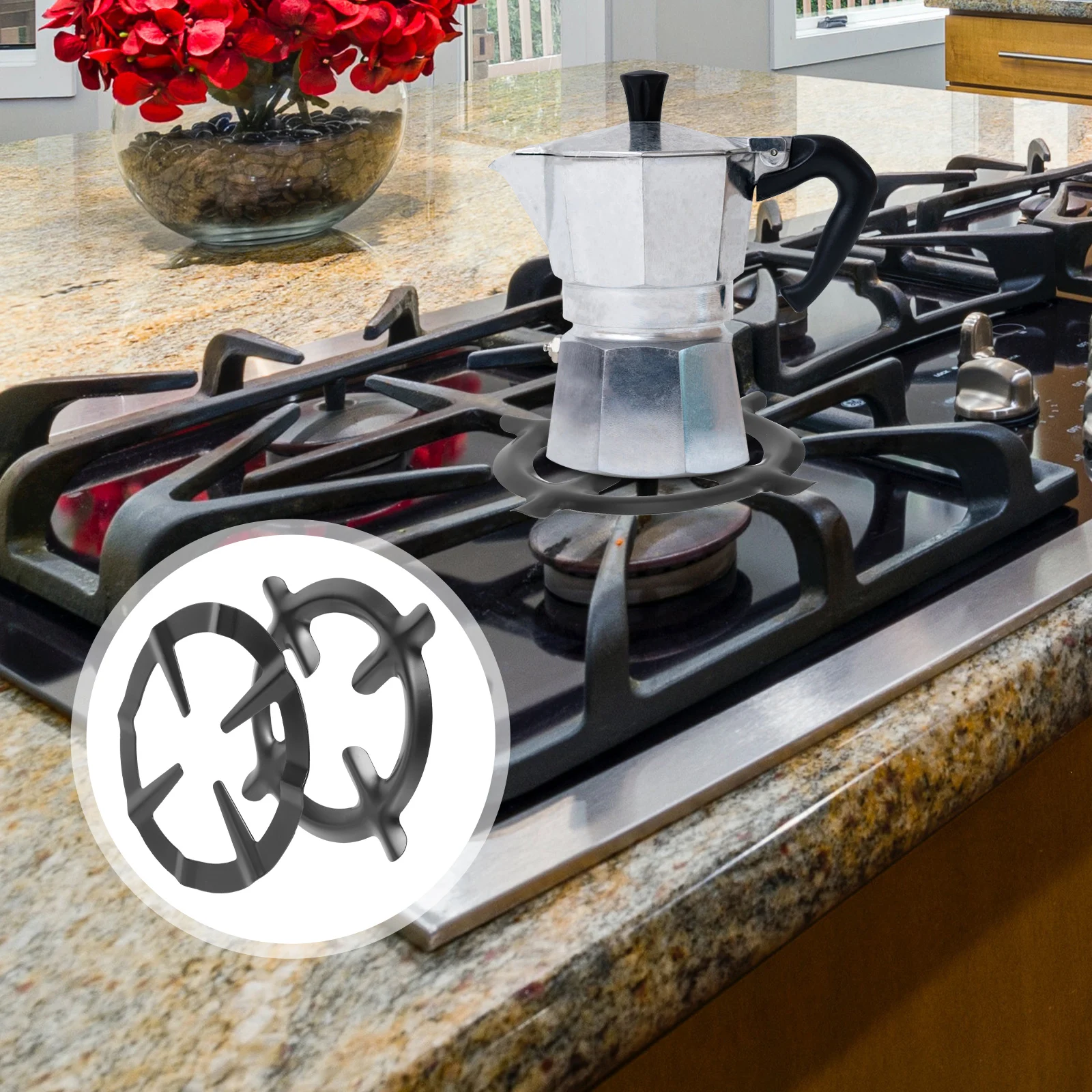 

2pcs Gas Stove Racks Pot Stands Wok Support Rings Stainless Steel Non-Slip Kitchen Gadget Coffee Pot Holder Household Gas