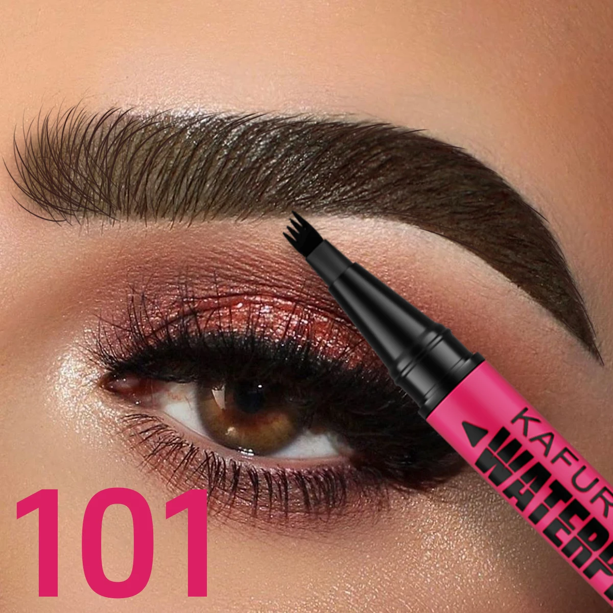 3-kleuren waterdichte wenkbrauwpen, microblading wenkbrauwpotlood met 4 gespleten koppen, natuurlijk ogende wenkbrauwen oogmake-up cosmetica geschenken