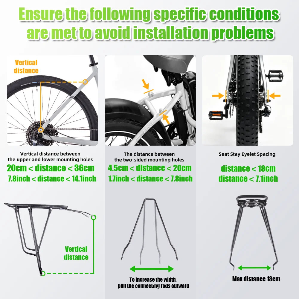 RBRL Bicycle Cargo Rack Rear Bike Rack 75kg Heavy Duty Aluminum Iron Rear Pannier Rack for 24