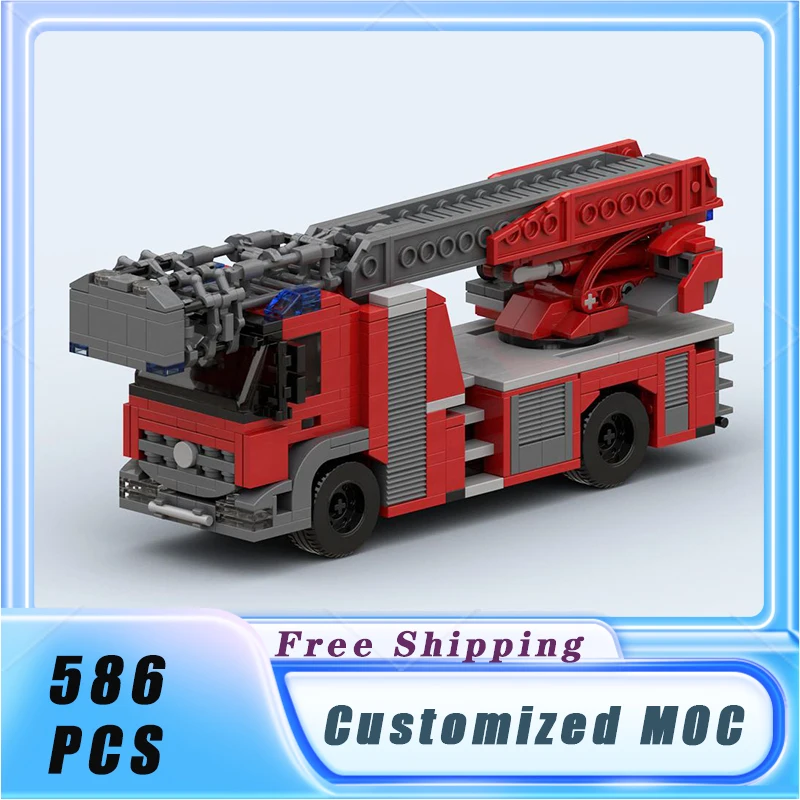 

Classical Fire Ladder Truck MOC Building Blocks City Vehicle Model Bricks Sets Assemble Display Children's Toys Gifts