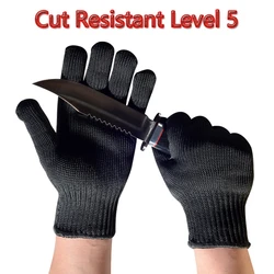 1 paar Schwarz Stahl Draht Metall Mesh Handschuhe Sicherheit Anti Schneiden Wear Resistant Küche Butcher Arbeits Handschuhe Garten Selbstverteidigung