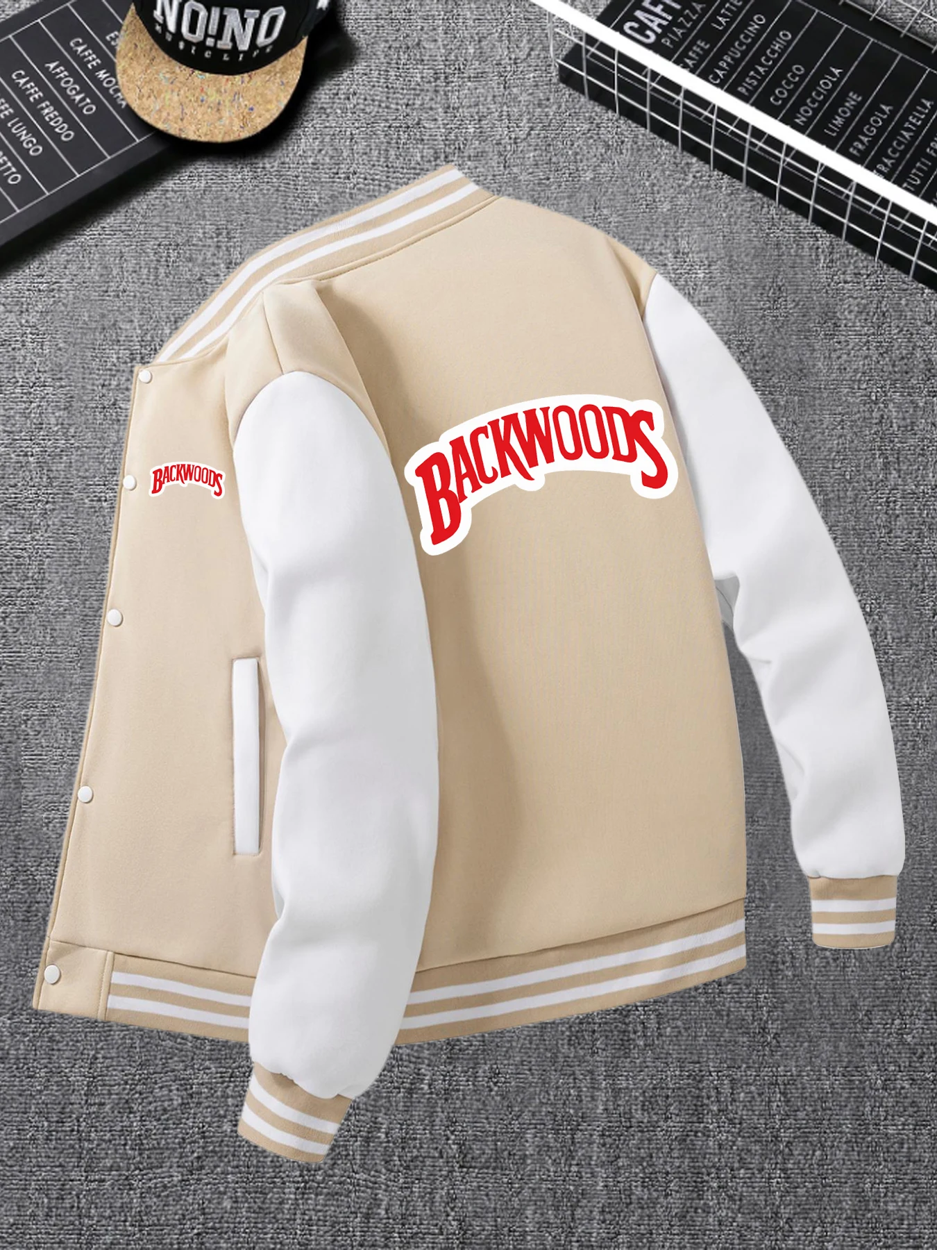 الخريف الشتاء الرجال باكوودز مطبوعة البيسبول سترة معطف فضفاض دافئ يندبروف أبلى موضة شارع العليا في الهواء الطلق الشارع الشهير #6