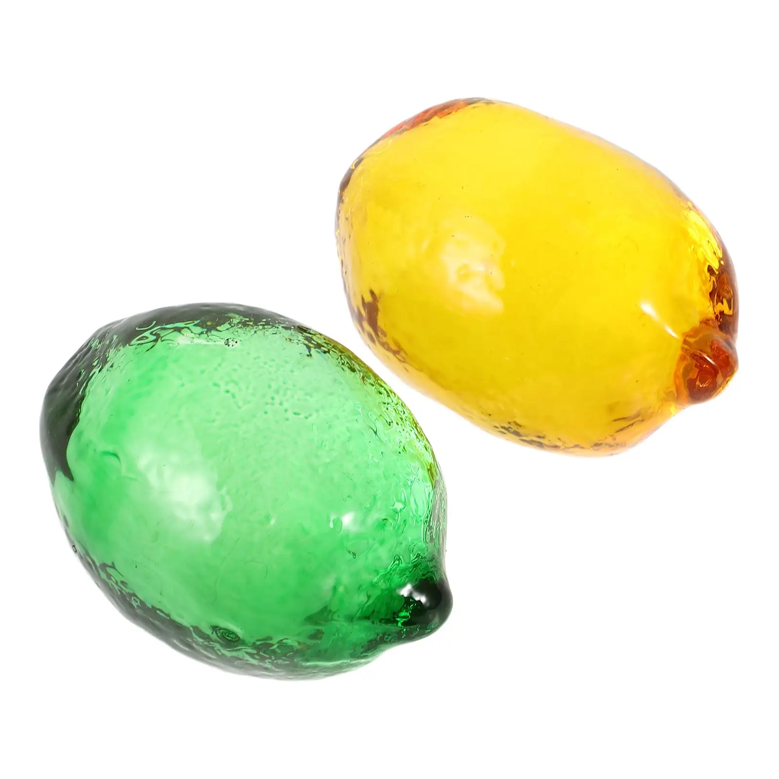 

2 Pcs Plant Crystal Lemon Ornaments Lemons Glass Fruit House Desktop Decoration