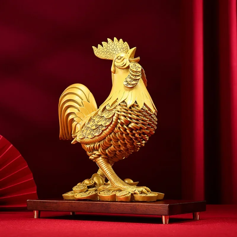 Brass Chicken Ornaments Money Chicken Home Decorations Living Room TV Cabinets Handicrafts Ornaments High-end Business Gifts