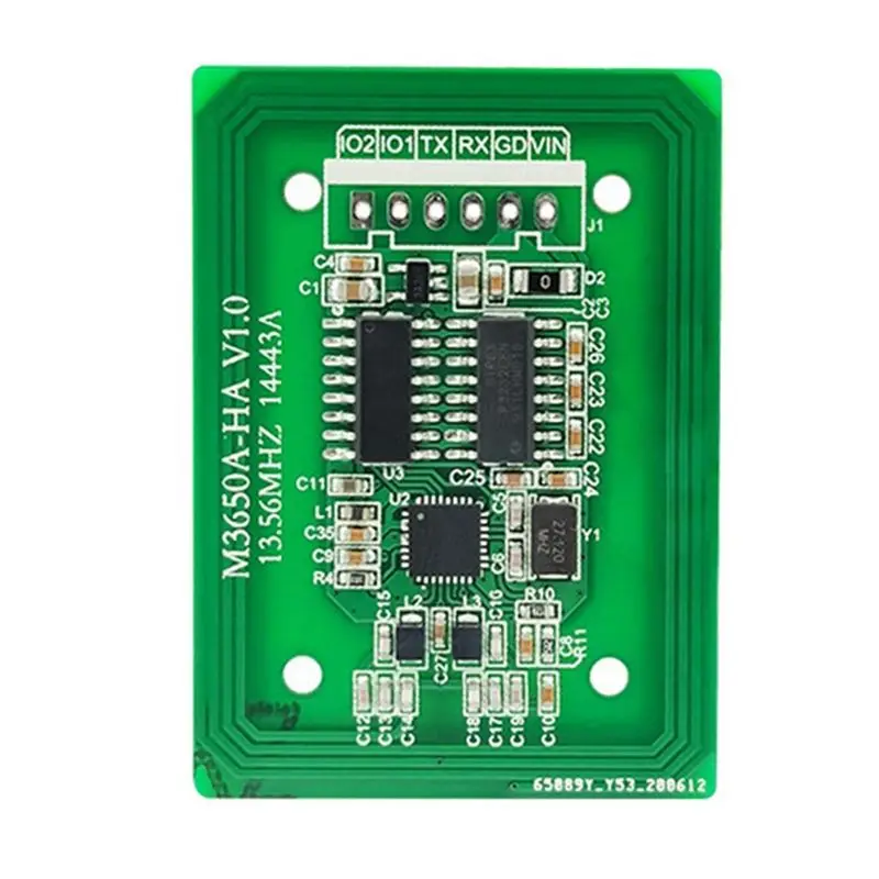 

M3650A-HA RFID Reader Writer 13.56Mhz IC Card Reader RS232 3.3-5V RFID Tag Reader F08 S50 S70 Card Reader Module-BCBW