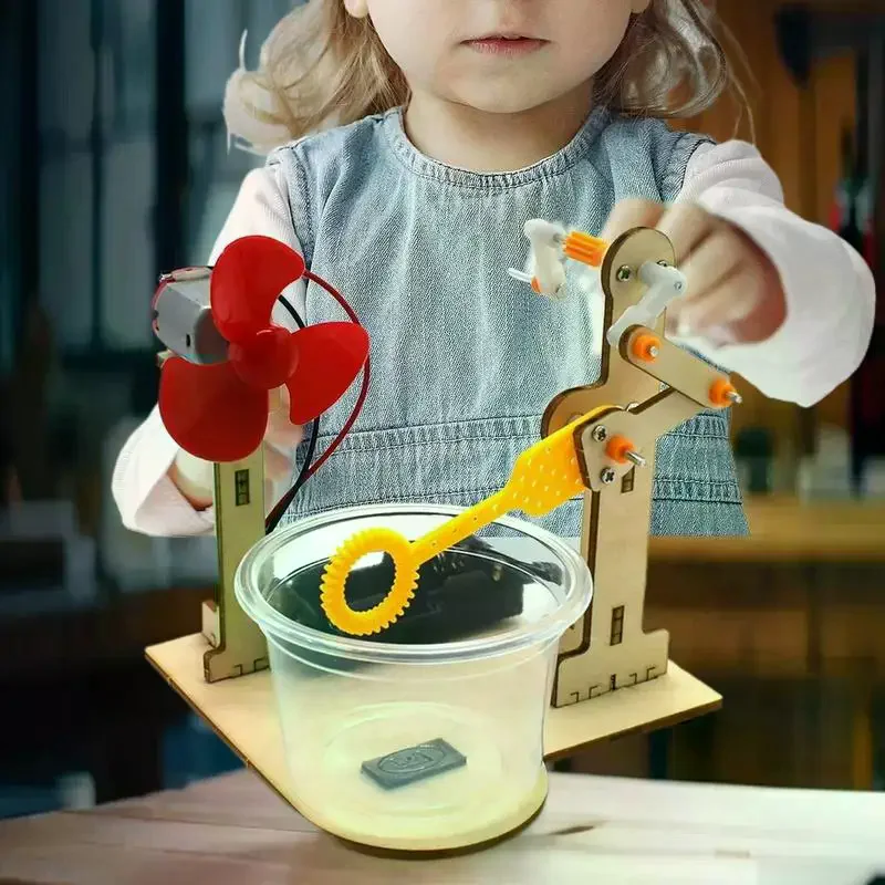 Ensemble de machines à bulles à manivelle en bois, bricolage innovant, pour l'apprentissage de la petite enfance