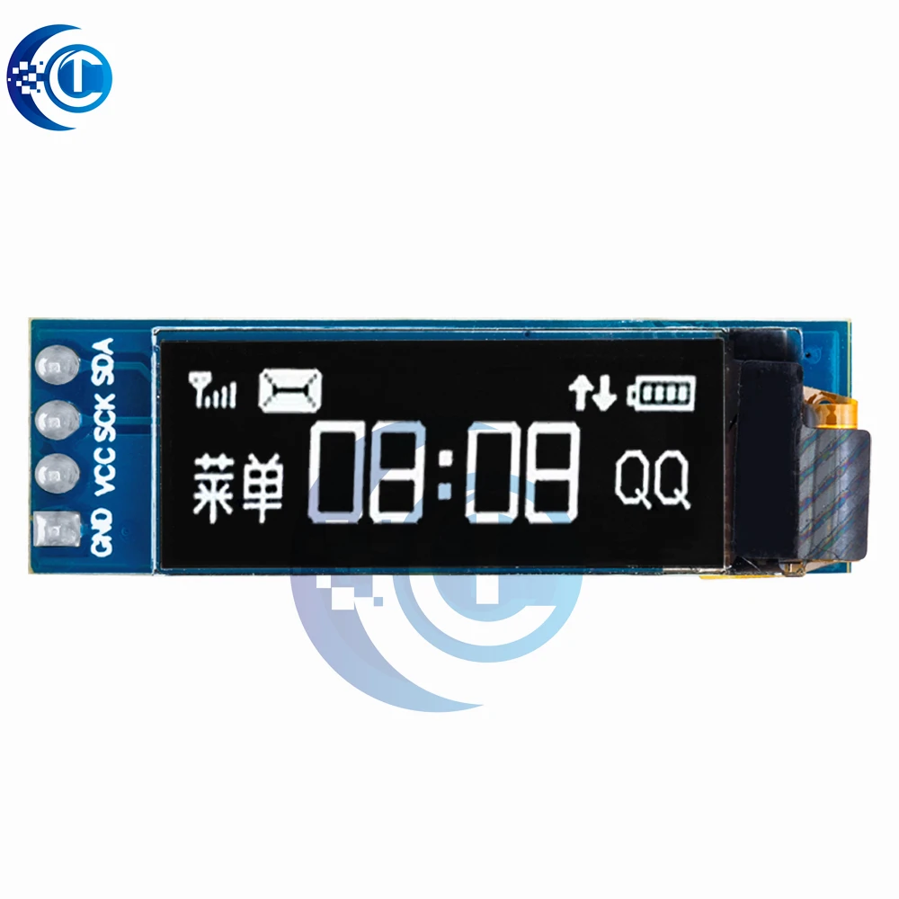 0.91" OLED LCD LED Display Module - White Blue, 128X32 Resolution with IIC Communication
