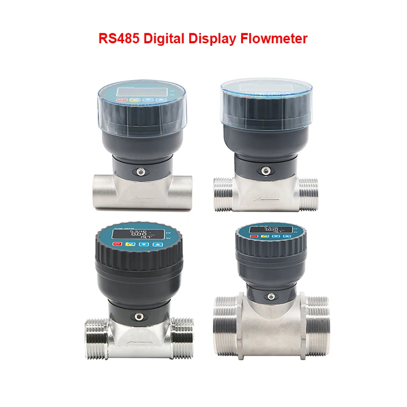 RS485 Electronic Digital Display Flowmeter Stainless Steel Male/Female Thread Smart LCD Electronic Flow Meter Water Flow Sensor