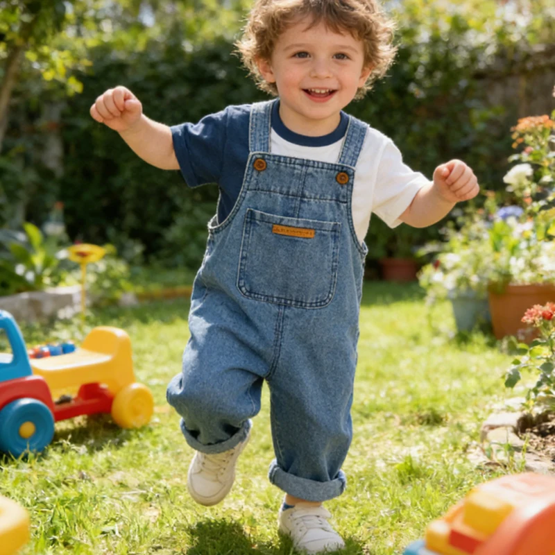 Spring Autumn Baby Girls Children Long Pants Toddler Fashion Boys Trousers Pocket Solid Kids Casual Jumpsuit Overalls 2 to 6 Yrs