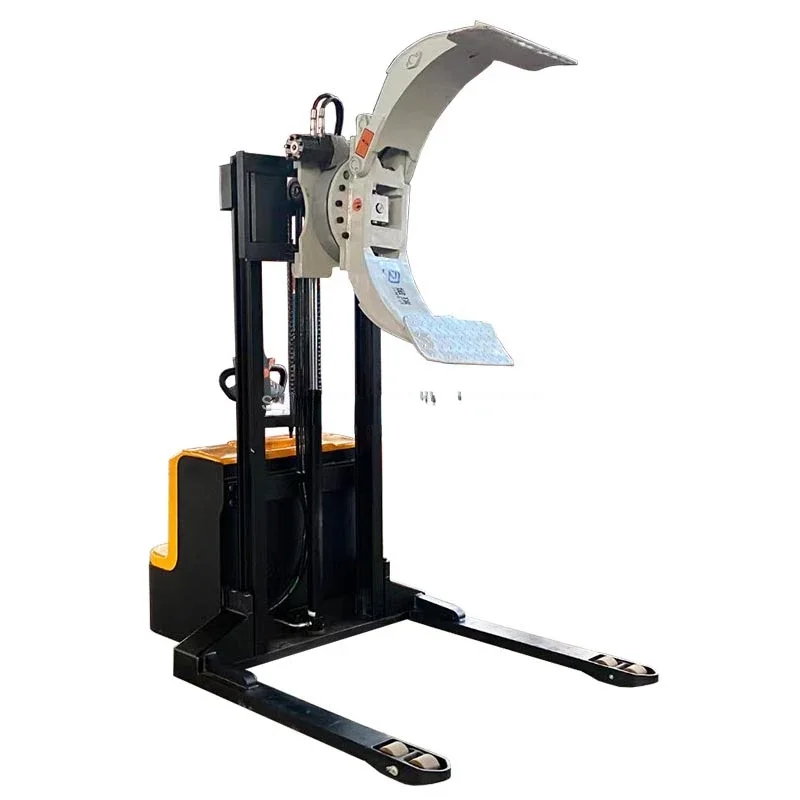 Electric Paper Roll Clip Stacker 300 500 800kg 1T 1.5T 2T Coil Reel Baling Forklift Lifter, Rotating 360 Degrees