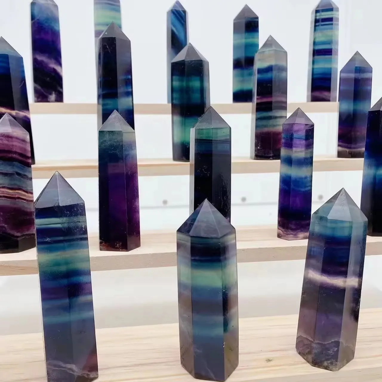 TOP Quality Crystal Healing Stone Rainbow Fluorite Points Wands For Home Decoration