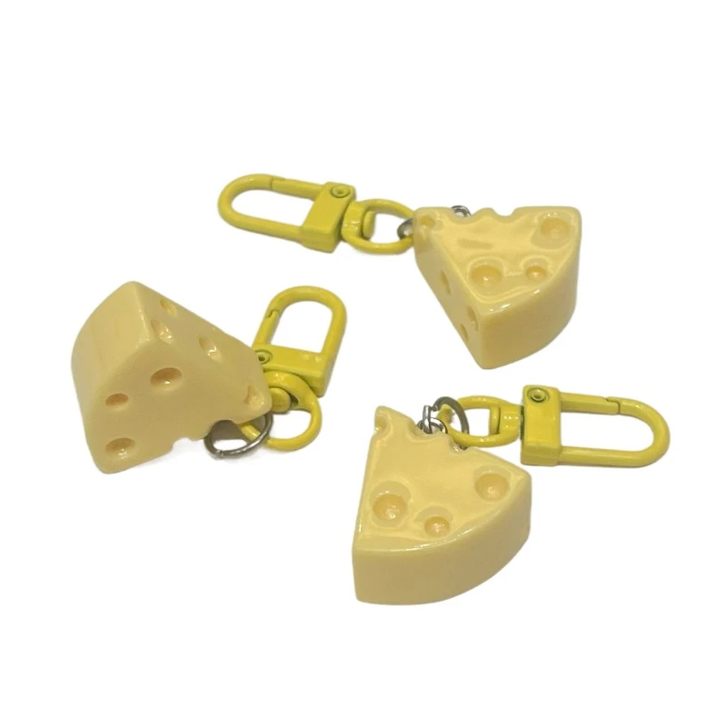 Fashionable Cute Cheese Keychain, Creamy Yellow Cheese Block Key Ring, Sweet Simulation Food Toy Accessory for Daily Wear