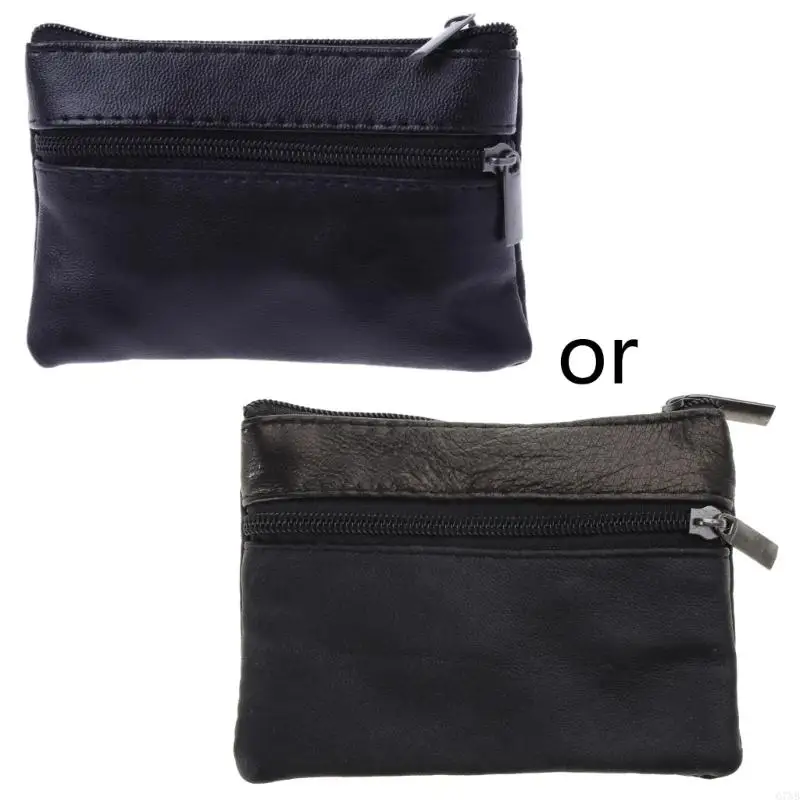 G7NB Vintage Leather Men's Zipper Purses Coin Purse Cash Change Wallet for Key Holder Money Gift for Women