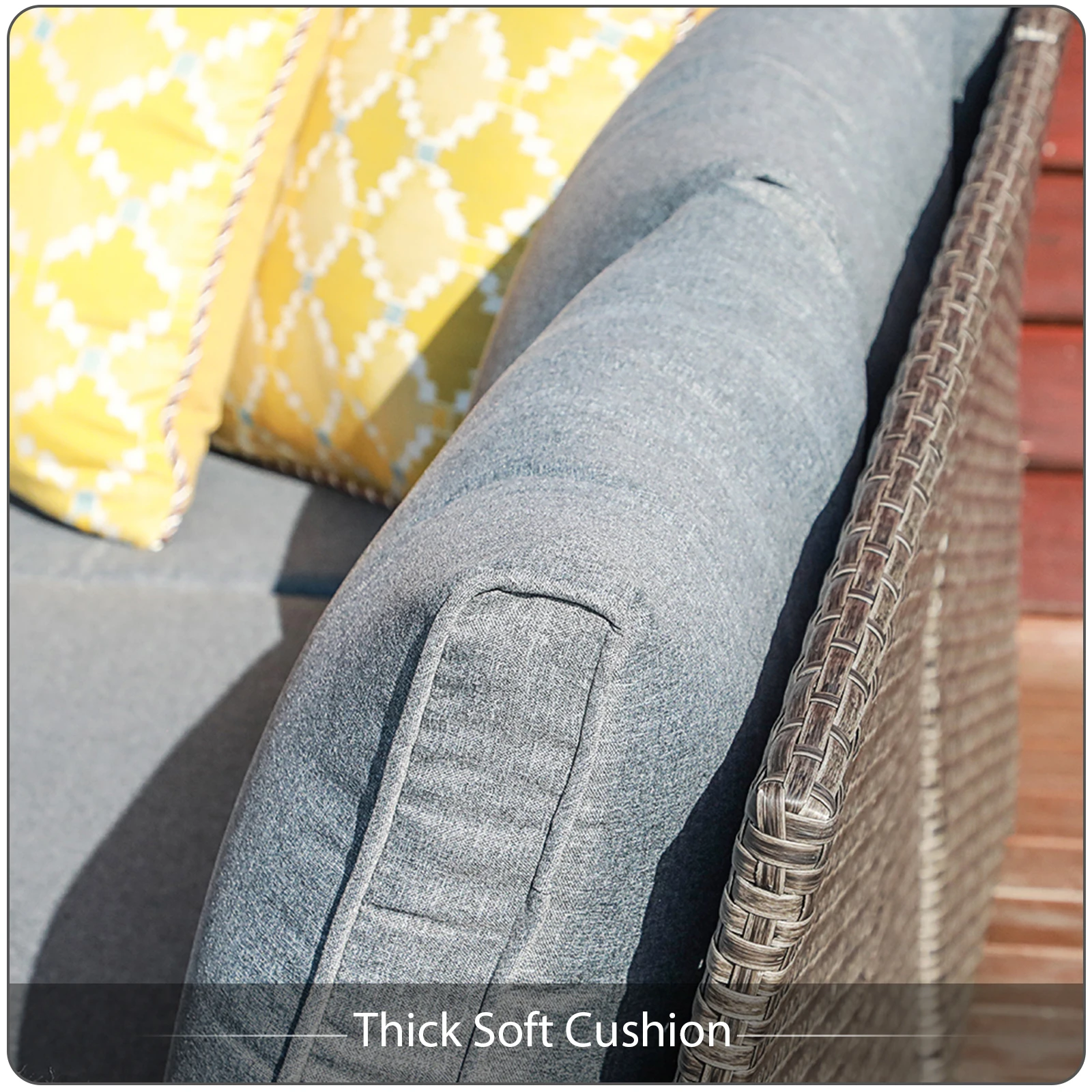 JARDINA 7PCS Outdoor Patio Furniture Sofa Set All Weather Wicker Rattan Couch Dining Table & Chair with Ottoman