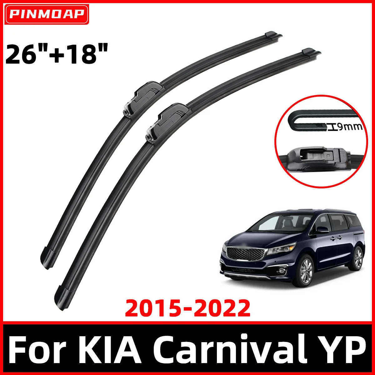 

PINMOAP Windshield Wiper Blades Are Suitable For KIA Carnival YP 2015-2022 26"+18" Silent Wipers 2016 2017 2018 2019 2020 2021