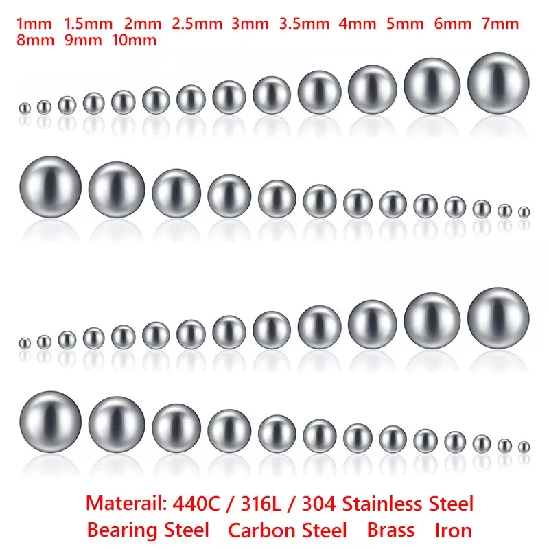 304 Stainless Steel Precision Chrome Steel Bearing Ball Assortment Kit 304 Stainless Steel Solid Ball Dia 1-10mm