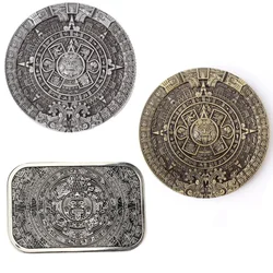 Aztec Solar Calendar Belt Buckle Mysterious Ancient Mayan Civilization Pattern