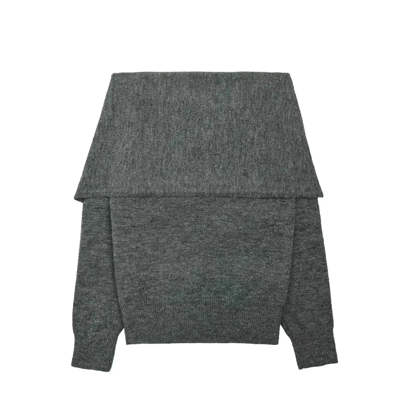 Europejski i amerykański styl, nowa kolekcja jesień-zima 2025, modna odzież damska, uniwersalny, luźny sweter z odkrytymi ramionami.