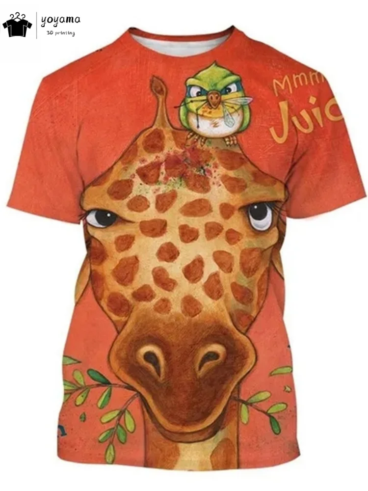 

Cute Cartoon Giraffe Printing Men's T-Shirt Summer Men Top Fashion Trend Oversized Men Short Sleeved Casual Loose Men's Clothing