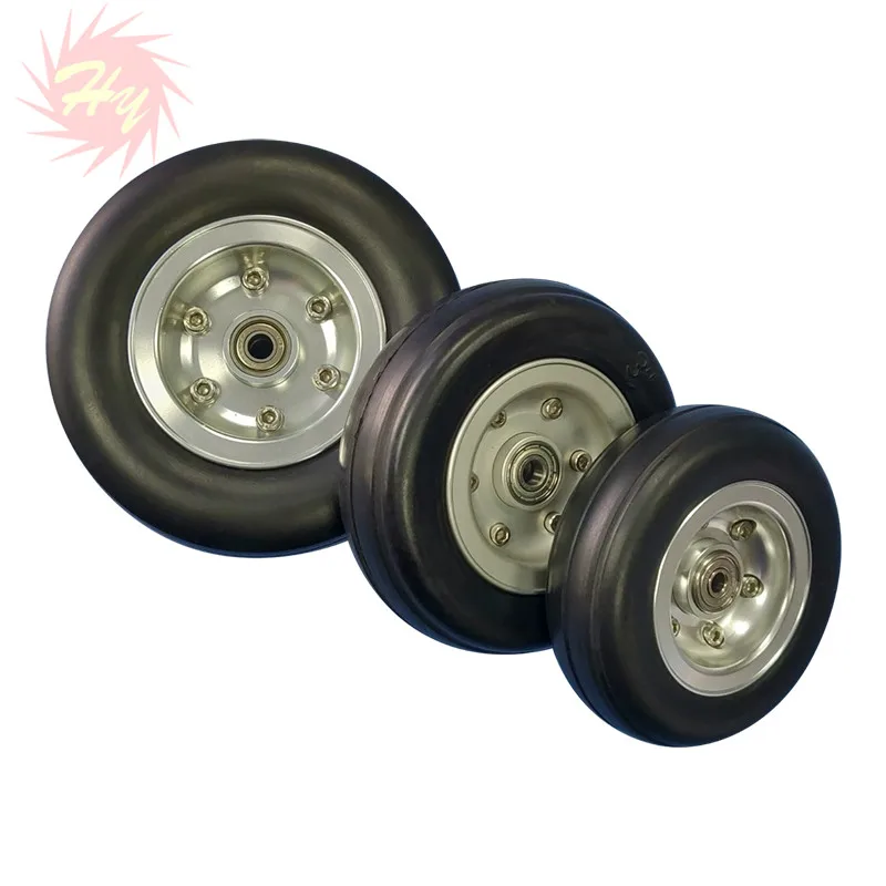 1Pc Aluminum Hub Rubber Wheel With Bearing DIY Robot Tires 2.75\