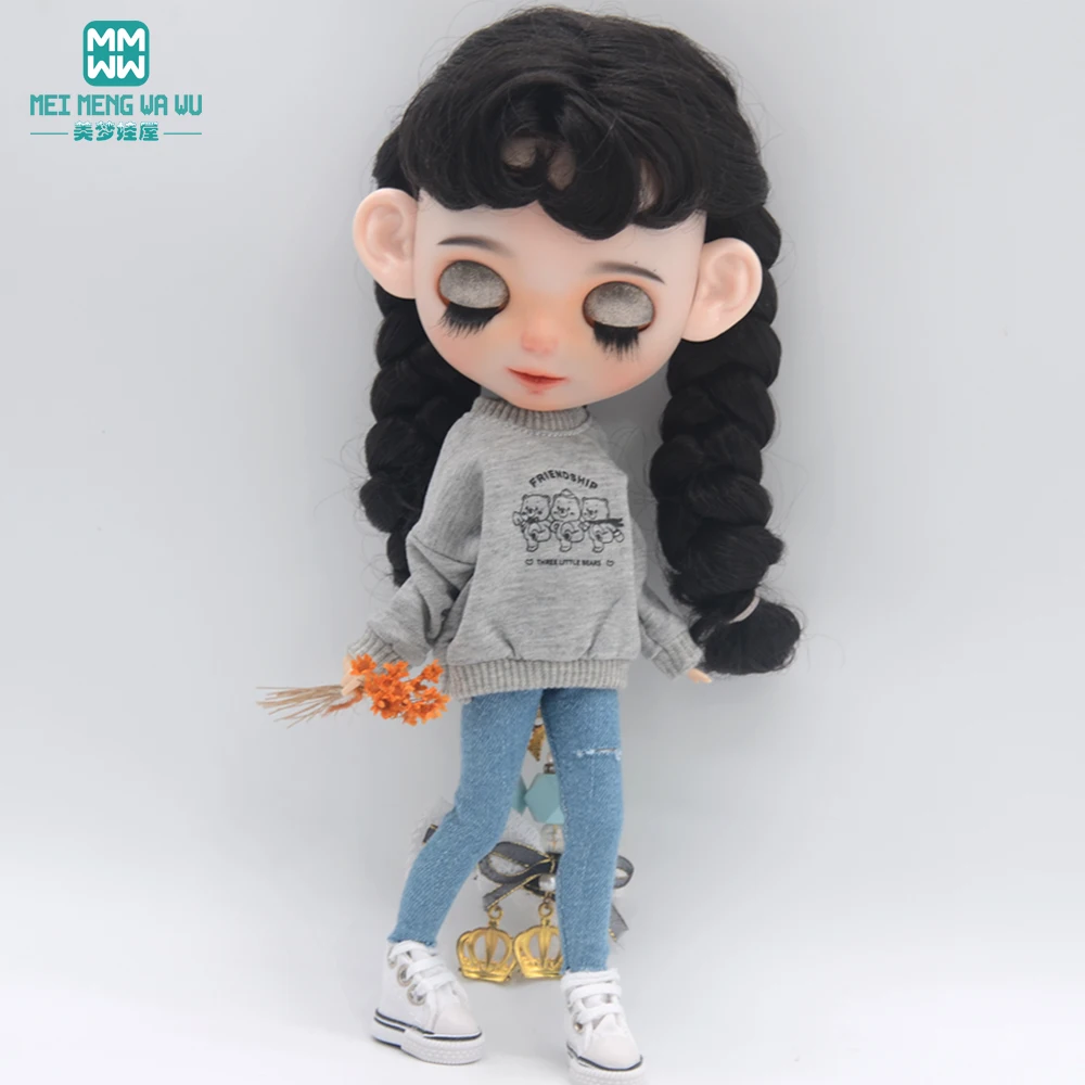 

Clothes for doll Fashion sweatshirts jeans sneakers for Blyth Azone OB23 OB24 Doll Accessories Girls Toys