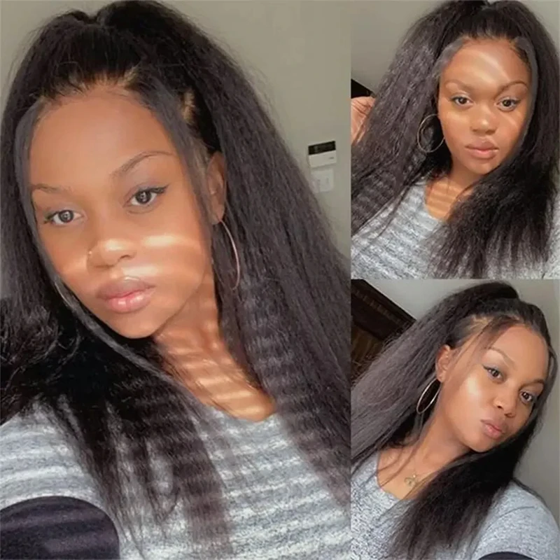 

100% Human Hair 360 HD Lace Front Wig Kinky Straight HD Transparent Lace Front Wigs Glueless Deep Water Wave Lace Front Wigs