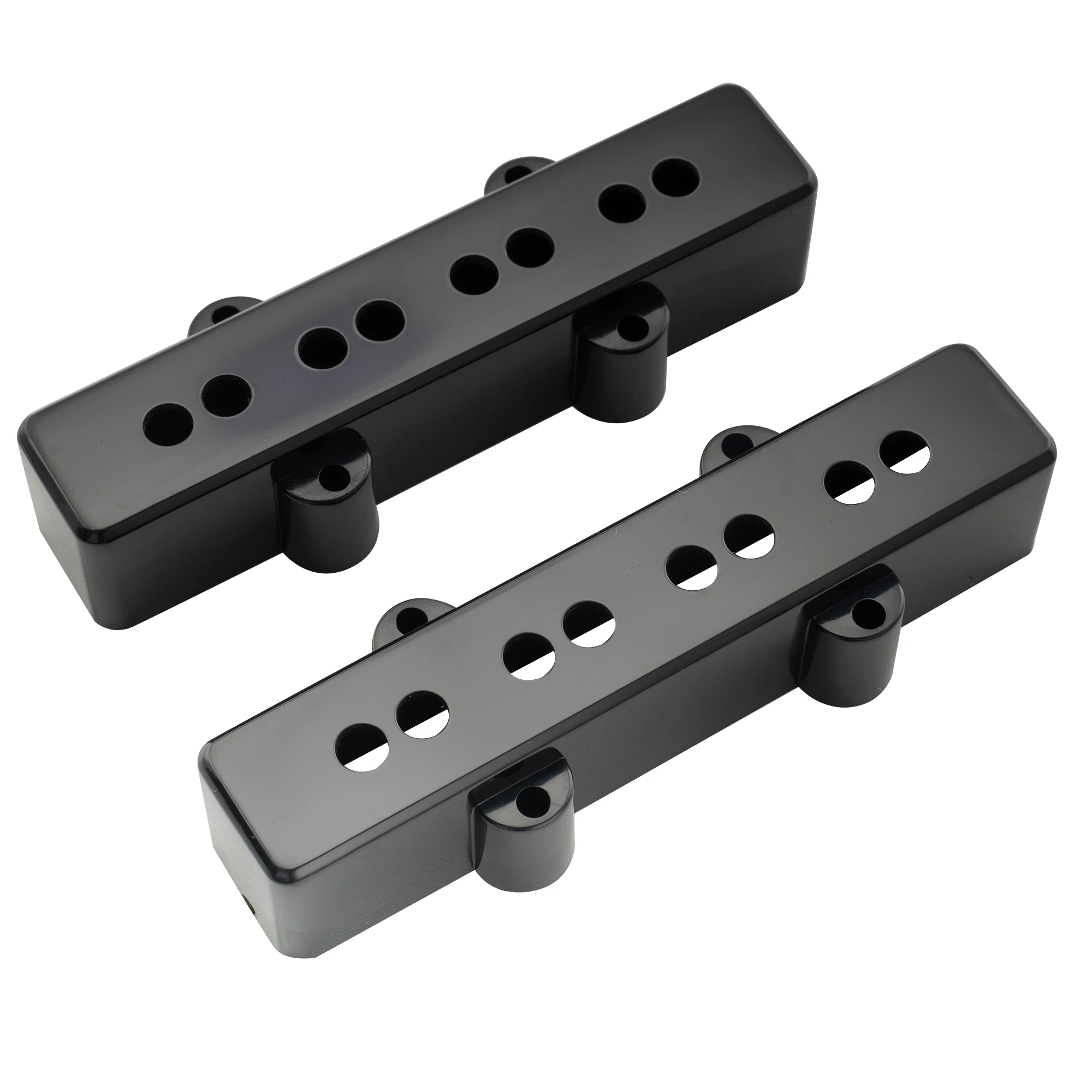Musiclily Pro Plastic Jazz Bass Pickup Covers Set for Fender J Bass, Black (Set of 2)