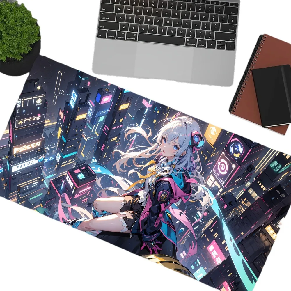 Grand tapis de souris pour jeux vidéo, avec un design de motifs de filles d'anime, tapis de souris pour jeux, accessoires de bureau, tapis de souris